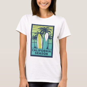 T-shirt Retro California Surboards Art - Summer Coastline