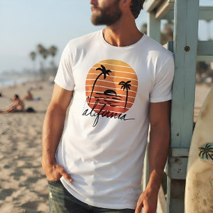 T-shirt Rétro Californie Années 70 Coucher de Soleil Palmi