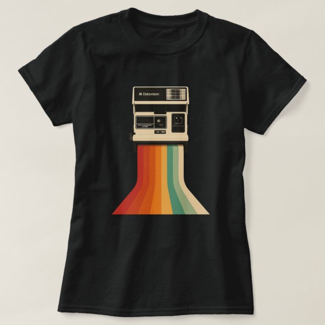 T-shirt Retro Camera with Rainbow Print (Design devant)