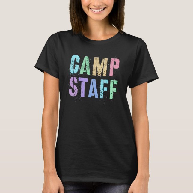 T-shirt Retro CAMP STAFF Summer Campground Crew Counselor  (Devant)