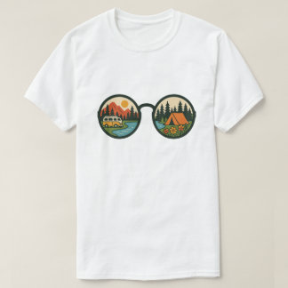 T-shirt Retro Camping Adventure Sunglasses Nature