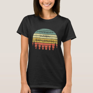 T-shirt Retro Camping Plus Heureux En Explorant Vintage Fo