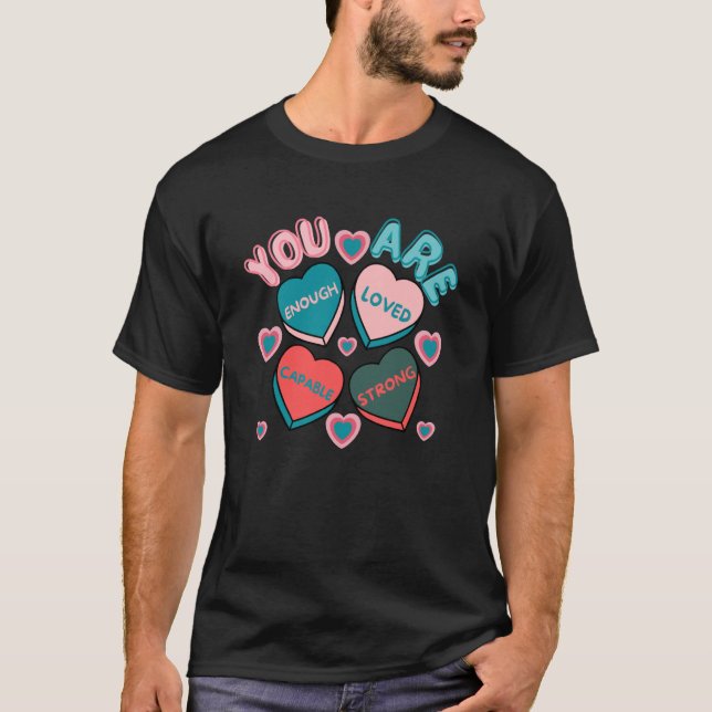 T-shirt Retro Candy Heart Teacher Valentine's Day You Are  (Devant)