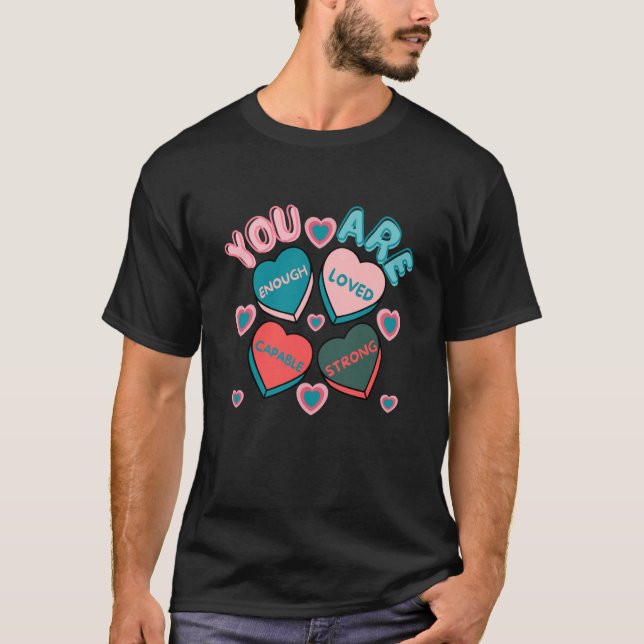 T-shirt Retro Candy Heart Teacher Valentine's Day You Are  (Devant)