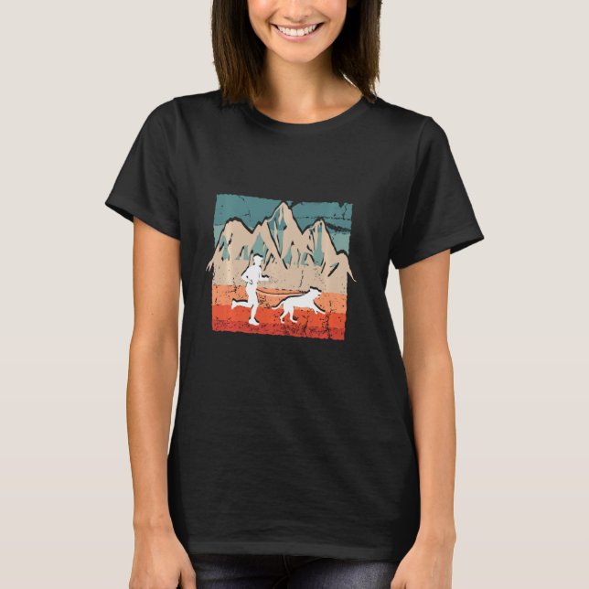 T-shirt Retro Canicross Cross Country Running With Dog (Devant)