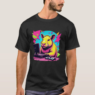 T-shirt Retro Capybara Jeux Retro Rodent Capybara Vidéo