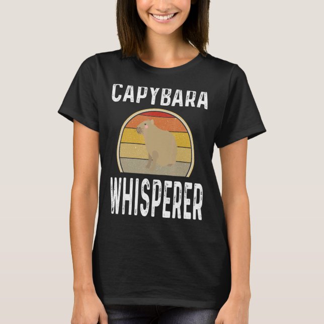 T-shirt Retro Capybara Whisperer Animal Sunset (Devant)