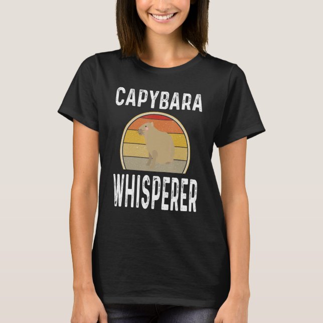 T-shirt Retro Capybara Whisperer Animal Sunset (Devant)