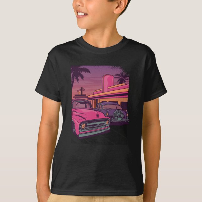 T-shirt Retro Car US Diner (Devant)