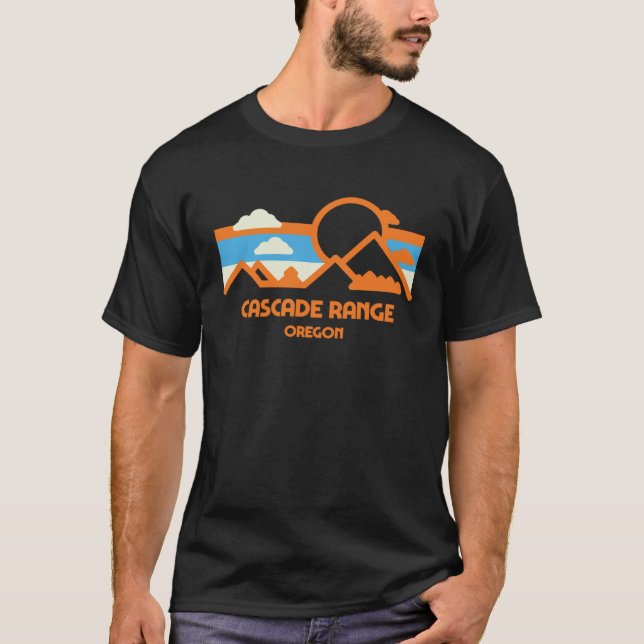T-shirt Retro Cascade Range Oregon Mountain Range Sunset (Devant)