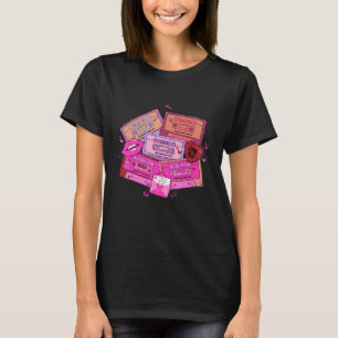 T-shirt Rétro Cassette Tapes Musique Coeur rose Heureux Va