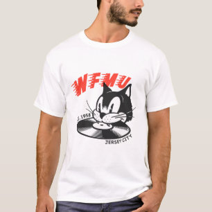 T-shirt Retro cat DJ filant disques vinyle