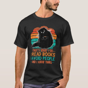 T-shirt Retro Cat Lire Livres Évitez Les Personnes Bookwor