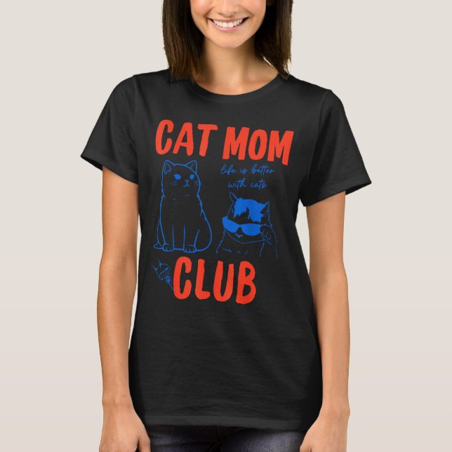 T-shirt Retro Cat Mom Club Funny Cat Meme Mama Grandma Mot (Devant)