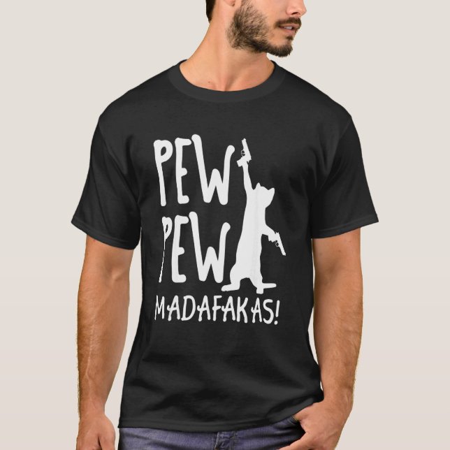 T-shirt Retro Cat Pew Pew espèces de tarés   Chats chatons (Devant)