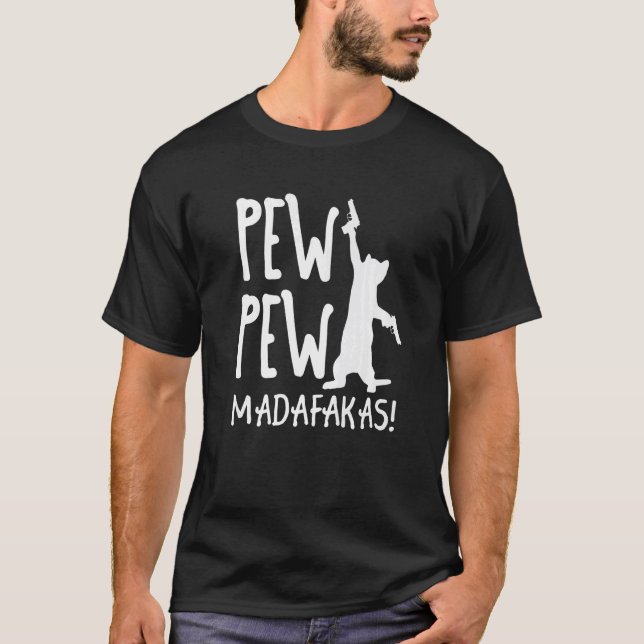 T-shirt Retro Cat Pew Pew Madafakas  Chatons Fou Chats (Devant)