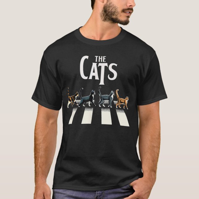 T-shirt Retro Cat Rock and Roll Music Gift Men Women Funny (Devant)