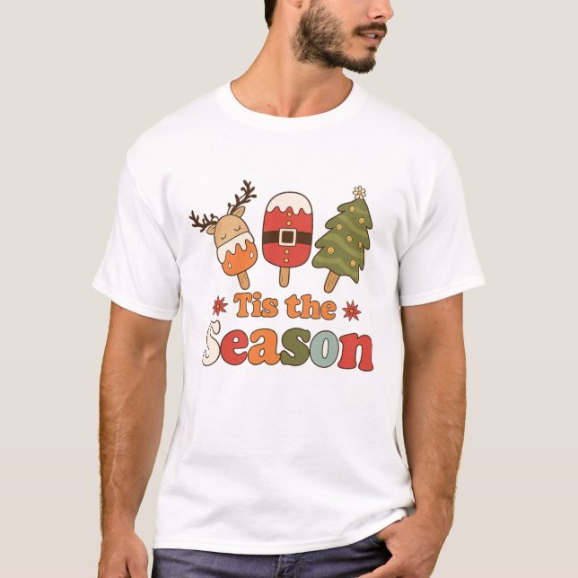 T-shirt Retro C'est la saison Noël mignonne vacances (Devant)