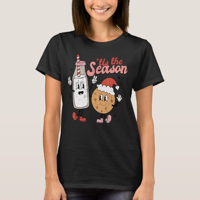 T-shirt Retro C'Est La Saison Noël Noël Noël Cookies Et Mi (Devant)