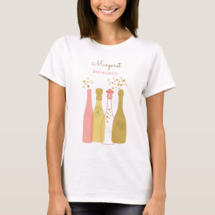 T-shirt Rétro Champagne mignonne Femme d'honneur personnal