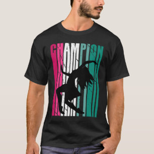 T-shirt Rétro Champion De Danse Silhouette Coloré Turquois
