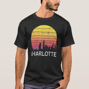T-shirt Rétro Charlotte Skyline Bâtiments urbains Vintages