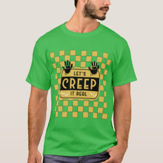 T-shirt Retro Checkerboard Lets Creep It Real Bold Hallowe
