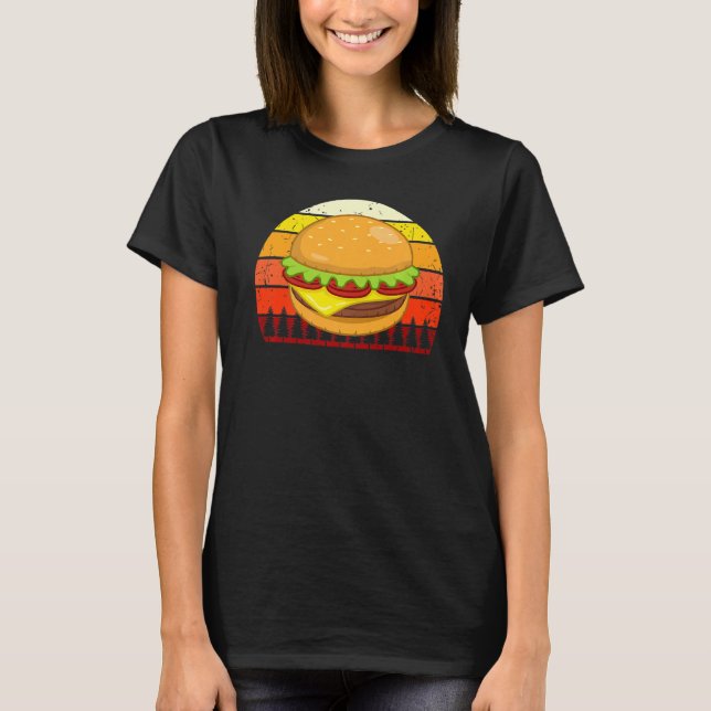 T-shirt Retro Cheeseburger Hamburger Graphique alimentaire (Devant)