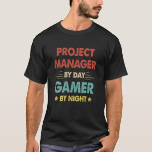 T-shirt Rétro Chef De Projet Par Jeu De Jour Par Nuit