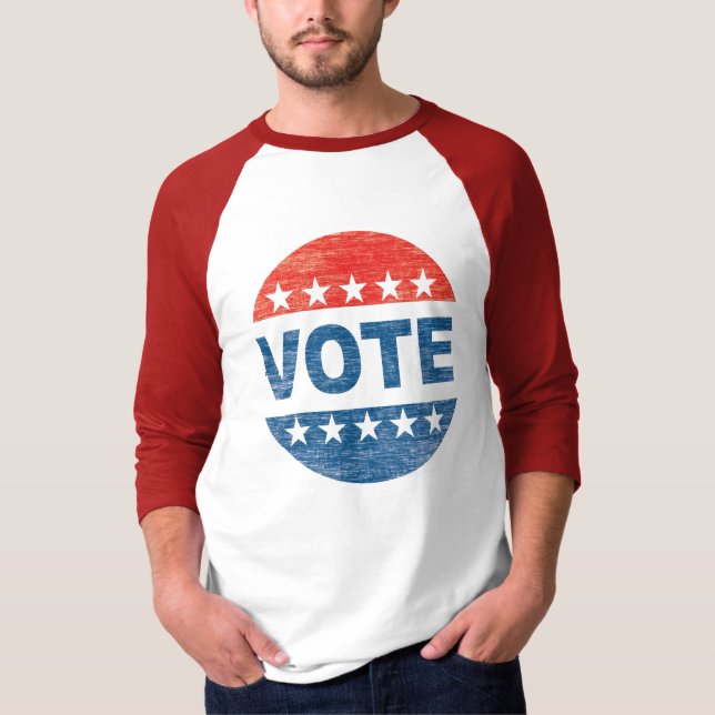 T-shirt Rétro chemise de base-ball de vote (Devant)