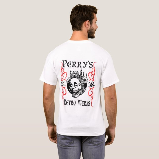 T-shirt Rétro chemise de crâne de Werks de Perry (Dos entier)