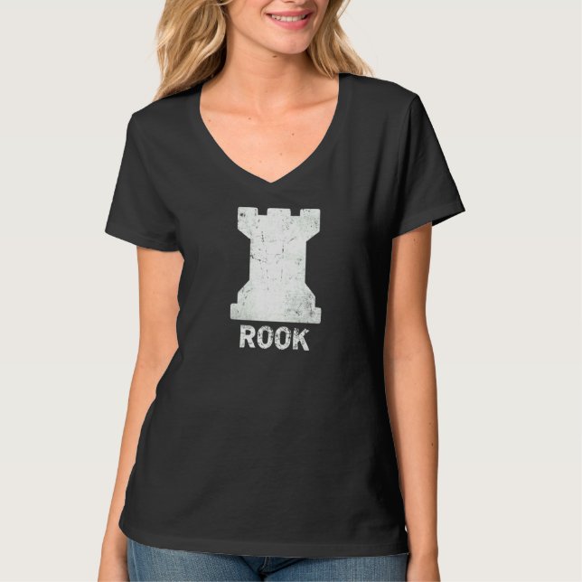 T-shirt Retro Chess Piece Castle Chess Club Castle White C (Devant)