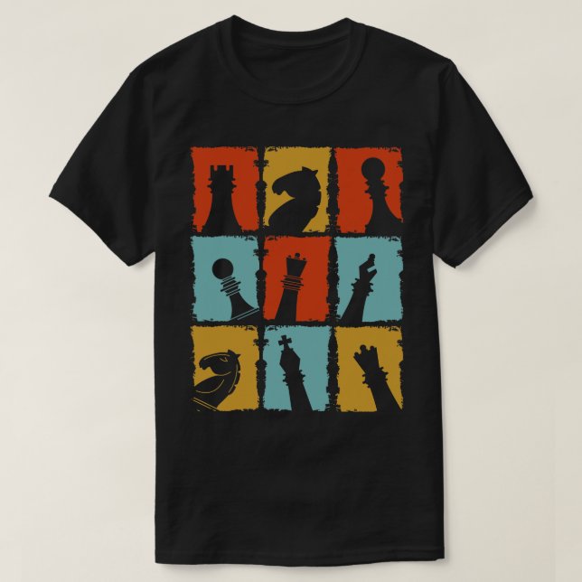 T-shirt Rétro Chess Pieces (Design devant)