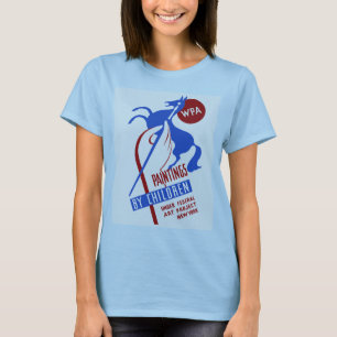 T-shirt Rétro cheval de dessin de main de projet d'art de