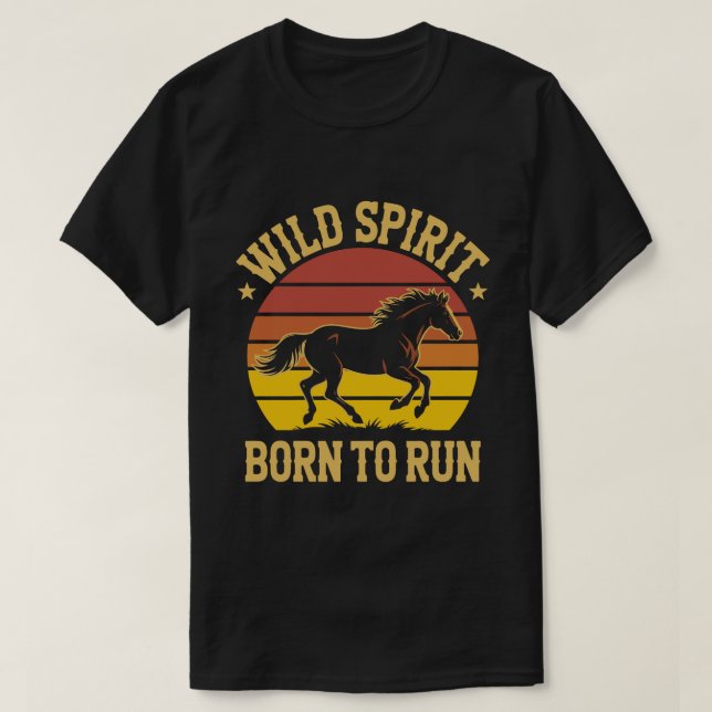 T-Shirt Rétro Cheval Esprit Sauvage (Design devant)