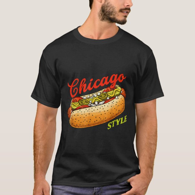 T-shirt Retro Chicago Hot Dog Hotdog Tourist Summer Souven (Devant)