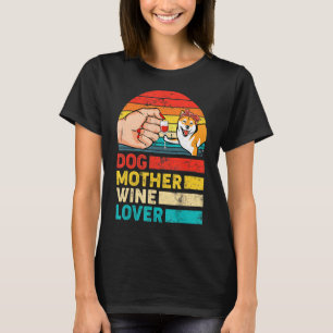 T-shirt Retro Chien Mère Vin Shiba Inu Chien Fête des Mère