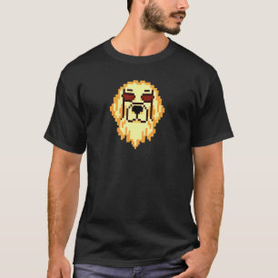 T-shirt Rétro Chien Pixel Hipster Golden Retriever