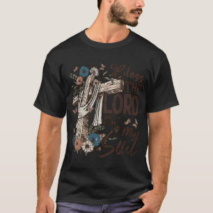 T-shirt Retro Christian Floral Jésus Croix Béni Le Seigneu