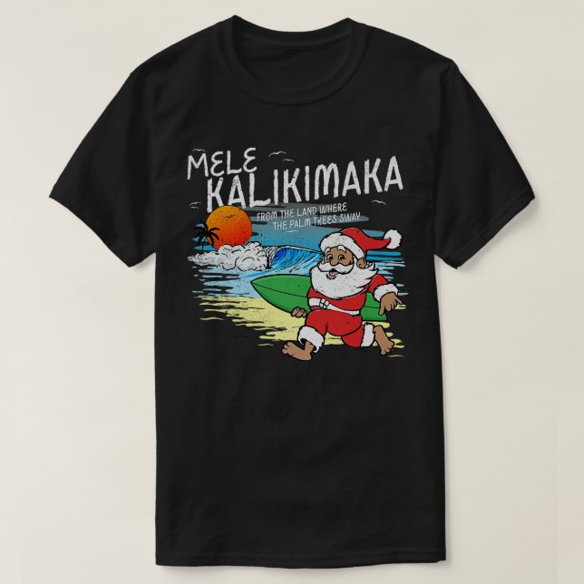 T-shirt Retro Christmas Mele Kalikimaka Père Noël Shaka Ha (Design devant)