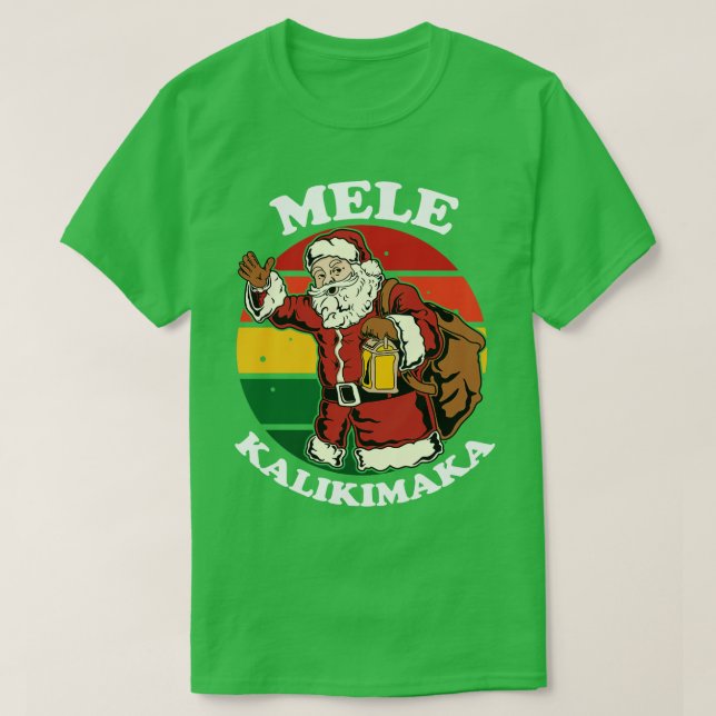 T-shirt Retro Christmas Mele Kalikimaka Père Noël Shaka Ha (Design devant)