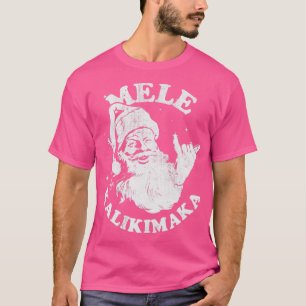 T-shirt Rétro Christmas Mele Kalikimaka Santa Shaka Hawaii