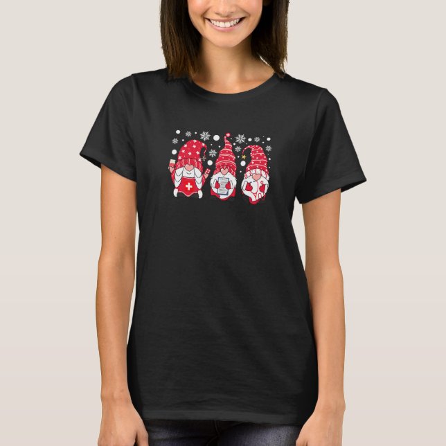 T-shirt Retro Christmas Nurses Gnomes Medical Cure Cute As (Devant)