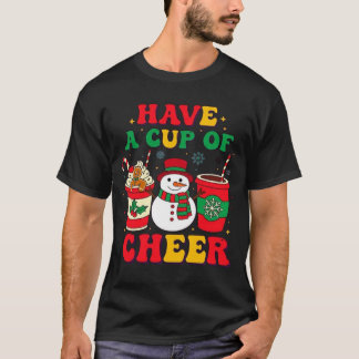 T-shirt Retro Christmas Snowman Gingerbread Hot Chocolate 