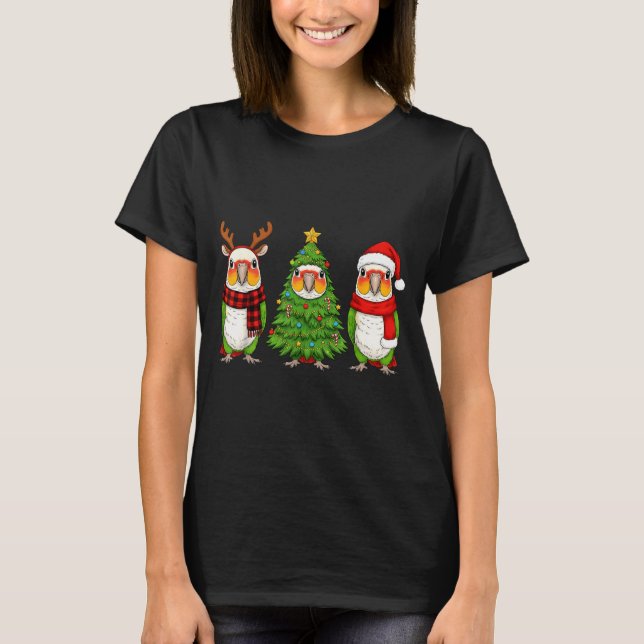 T-shirt Retro Christmas White Bellied Caique Parrot Santa  (Devant)