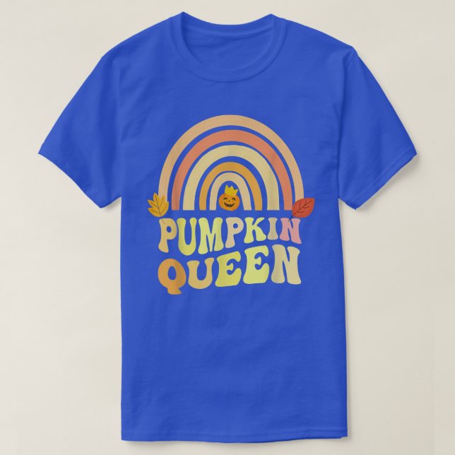 T-shirt Retro CITROUILLE QUEEN Rainbow Carver Lady Fall Ca (Design devant)