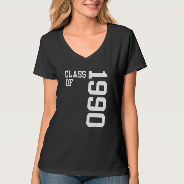T-shirt Retro Class of 1990 Senior High School Reunion Vin (Devant)
