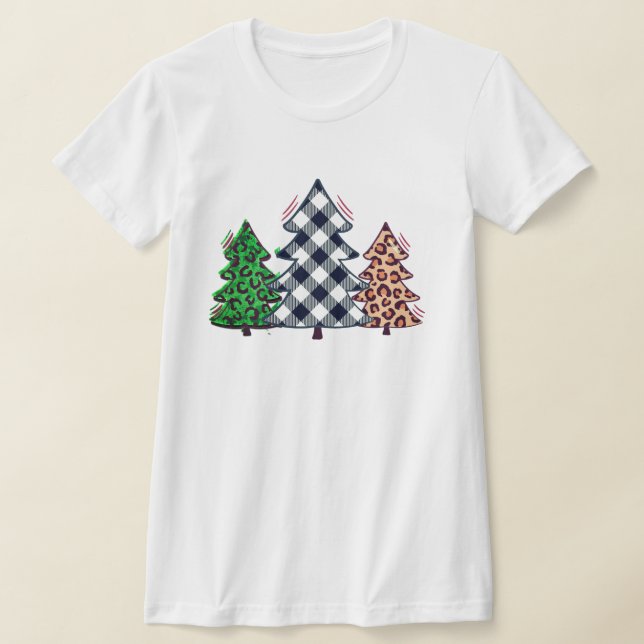 T-shirt Retro Classic Festive Noël arbres collage (Poser)