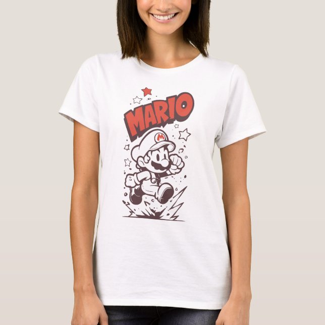 T-shirt Rétro Classic Gamer Pixel Plumber (Devant)