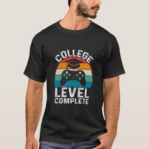 T-shirt Retro College Niveau Gamer Complet Coucher de Sole